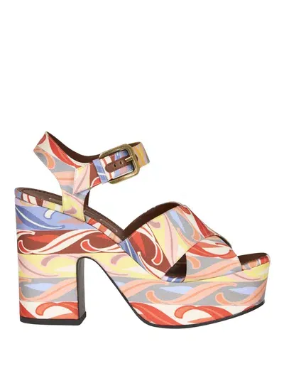 Etro Summer-print Leather Sandals In Neutrals