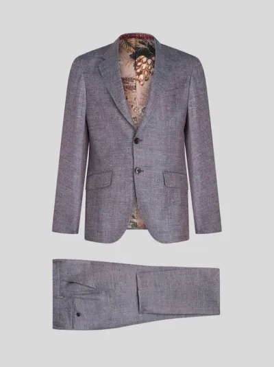 Etro Tailored Single-breasted Suit In Blue