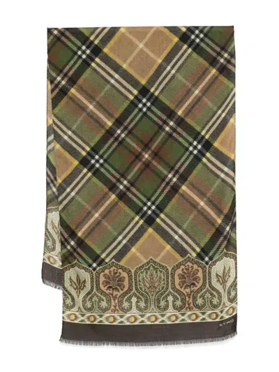 Etro Tartan Scarf In Grün