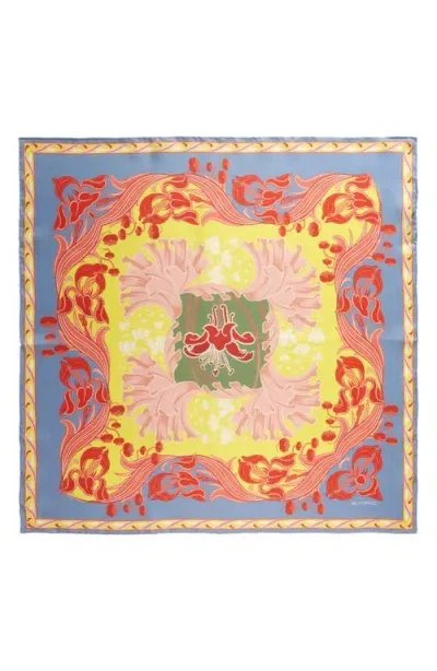 Etro Turandot Silk Scarf In Yellow/blue Multi