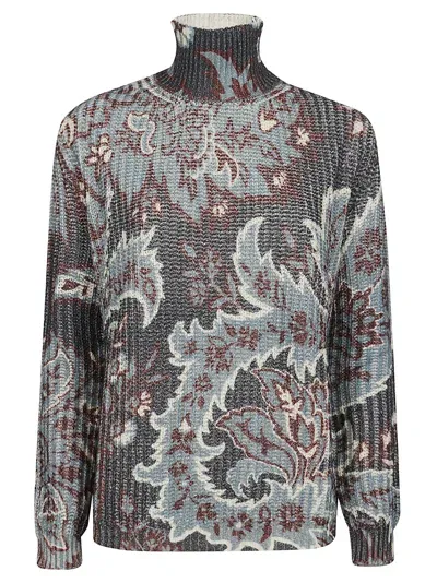 Etro Turtle Neck Sweater In Blue