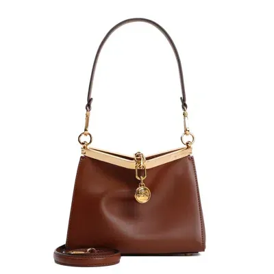 Etro Vela Logo Charm Mini Shoulder Bag In Marrone