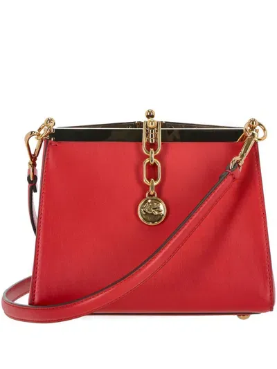 Etro Vela Logo Charm Mini Shoulder Bag In Red