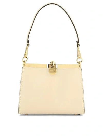 Etro Vela Logo Debossed Mini Shoulder Bag In Beige