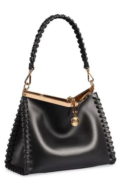 Etro Vela Medium Leather Shoulder Bag In Nero