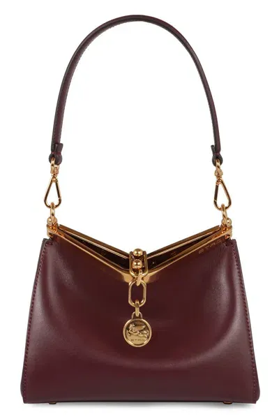 Etro Vela Mini Leather Shoulder Bag In Burgundy