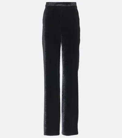 Etro Velvet Straight Pants In 黑色