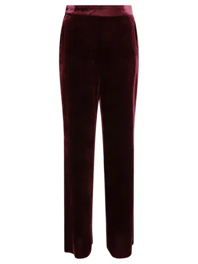 Etro Red Pants With Elastic Waistband In Velvet Woman