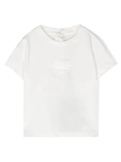 Etro Babies' Pegaso-embroidered Cotton T-shirt In White