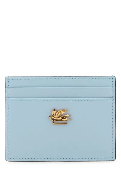 Etro Woman Powder Blue Leather Cardholder