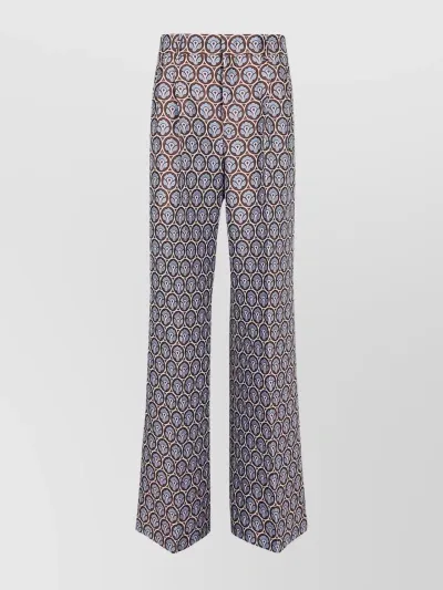 Etro Jacquard Wide-leg Trousers In Grey