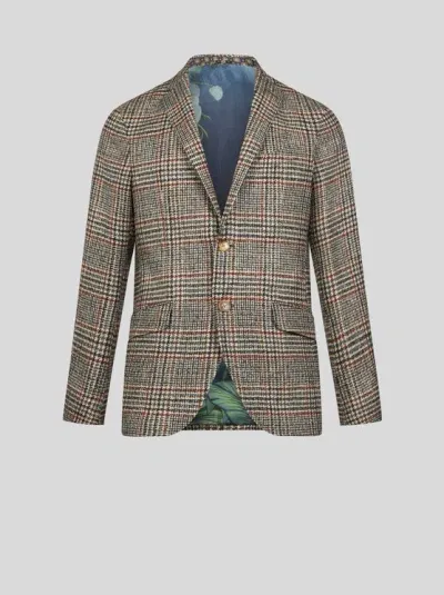 Etro Wool And Alpaca Wool Blazer In Grey