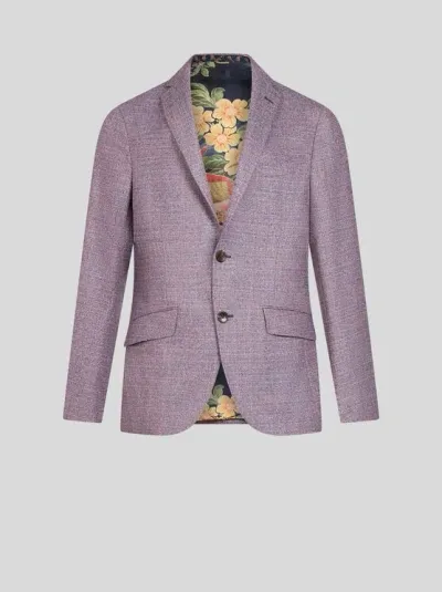 Etro Single-breasted Wool Blazer In Purple