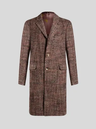 Etro Single-breasted Coat In Brown