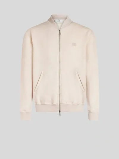 Etro Wool Bomber Jacket With Pegaso Detail In Neutral