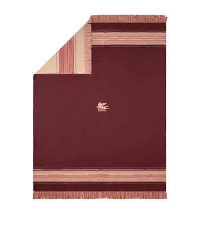 Etro Wool Pegaso Throw In Purple