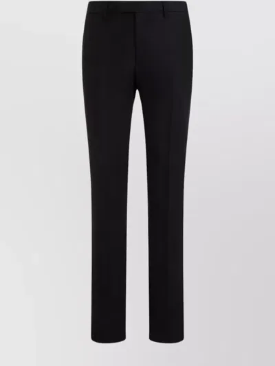 Etro Wool Trousers Grosgrain Embellishment In Black