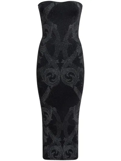 Etro Metallic Jacquard Dress In Black