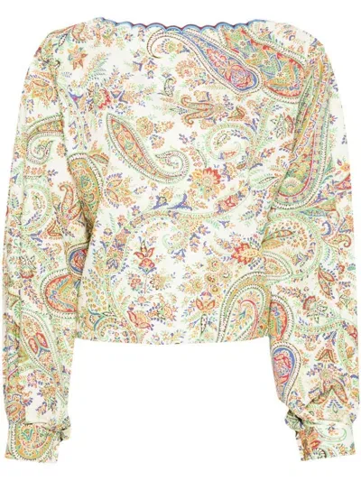 Etro Paisley-print Cotton Blouse In Green