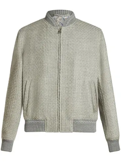 Etro Zip-up Wool Bomber Jacket In Nude & Neutrals