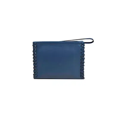 Etro Zipped Medium Clutch Bag In Blue