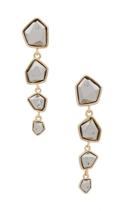 Ettika Faceted Mixed Metal Drop Earrings In Silver