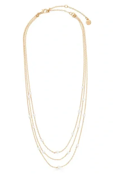 Ettika Layered Imitation Pearl Station Necklace In Gold