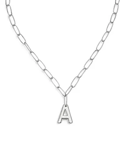 Ettika Paperclip Link Chain Initial Pendant Necklace In Rhodium Plated, 18 In A