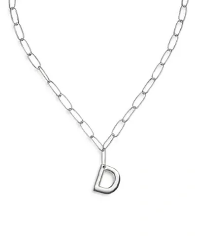 Ettika Paperclip Link Chain Initial Pendant Necklace In Rhodium Plated, 18 In D