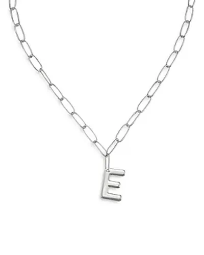 Ettika Paperclip Link Chain Initial Pendant Necklace In Rhodium Plated, 18 In E