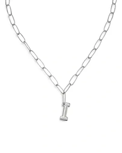 Ettika Paperclip Link Chain Initial Pendant Necklace In Rhodium Plated, 18