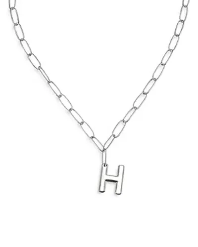 Ettika Paperclip Link Chain Initial Pendant Necklace In Rhodium Plated, 18 In H