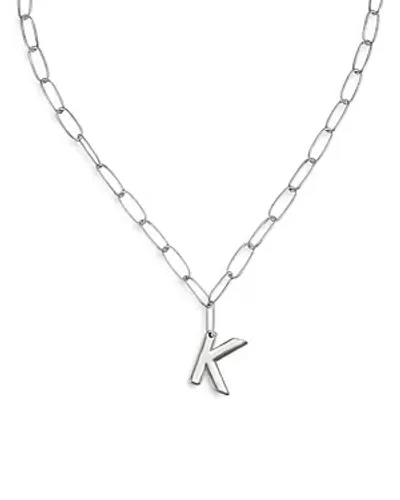 Ettika Paperclip Link Chain Initial Pendant Necklace In Rhodium Plated, 18 In K