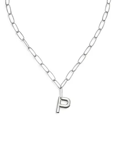 Ettika Paperclip Link Chain Initial Pendant Necklace In Rhodium Plated, 18