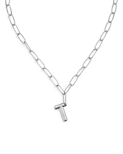 Ettika Paperclip Link Chain Initial Pendant Necklace In Rhodium Plated, 18 In T