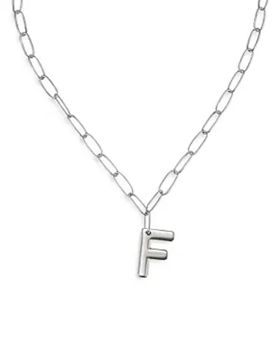 Ettika Paperclip Link Chain Initial Pendant Necklace In Rhodium Plated, 18 In F