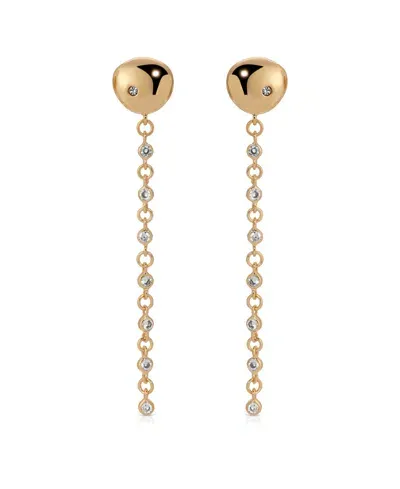 Ettika Polished Pebble Linear Crystal Chain Drop Earrings In Gold