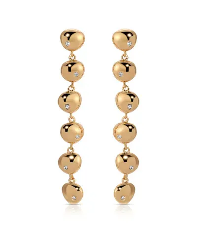 Ettika Polished Pebble Linear Dangle Earrings In Gold