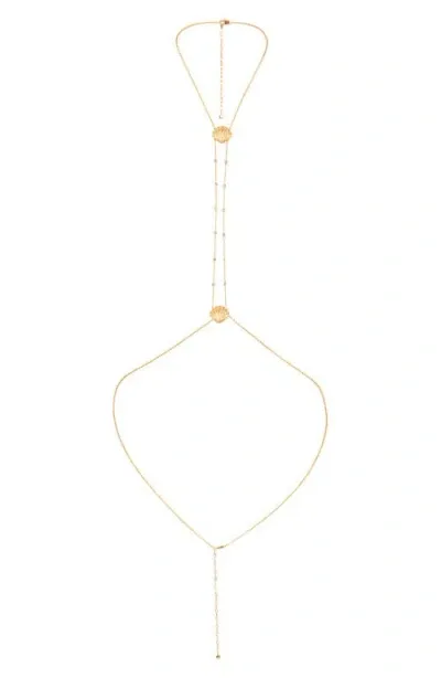 Ettika Scallop Shell & Crystal Body Chain In Gold