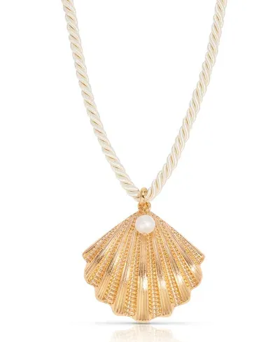 Ettika Silk Cord Scallop Shell Pendant Necklace In Gold