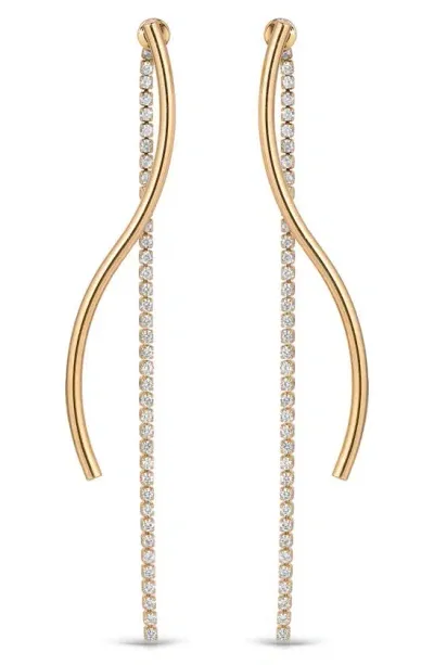 Ettika Swerve Cubic Zirconia Front/back Earrings In Gold