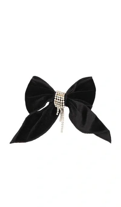 Ettika Velvet Bow Crystal Chain Hair Clip In 블랙