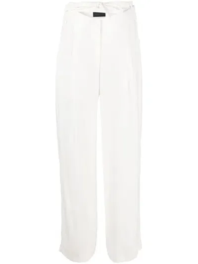 Eudon Choi Loches Belted Straight-leg Trousers In White