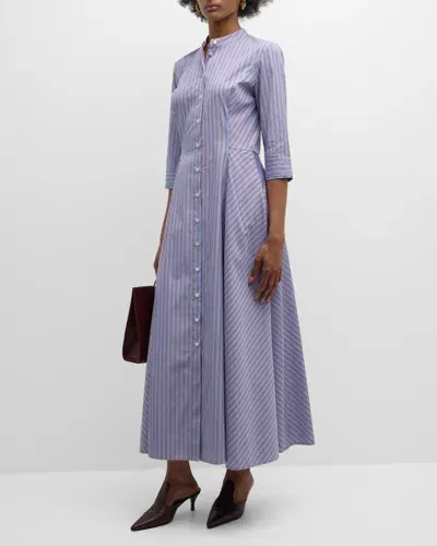 Evi Grintela Carine Striped Cotton Midi Shirtdress In Blue And Red