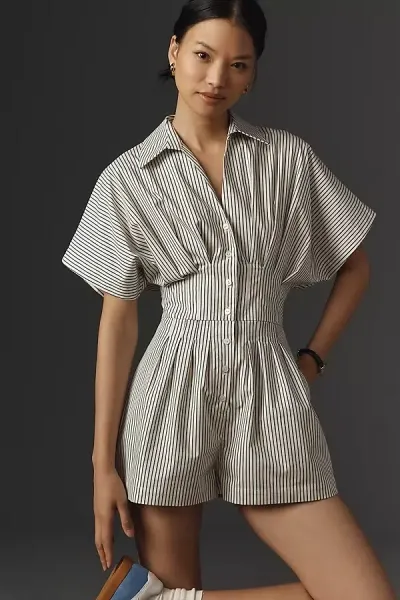 Exquise The Tobie Pleated Romper By  In Grey