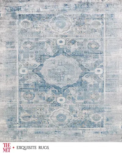 Exquisite Rugs X The Met Legacy Power Loomed Blue & Ivory Rug, 12' X 15' In Blue/ivory