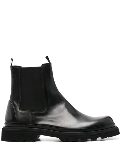 Fabi Leather Chelsea Boots In Black