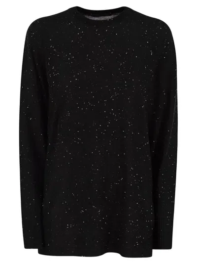 Fabiana Filippi Crew Neck Sweater In Wool In Black