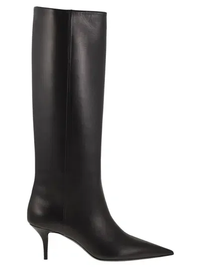 Fabiana Filippi Leather Boot With Heel In Black