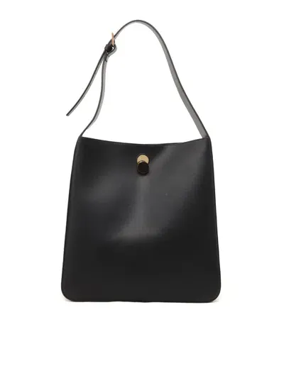 Fabiana Filippi Leather Hobo Bag With Eclipse Buckle In Black